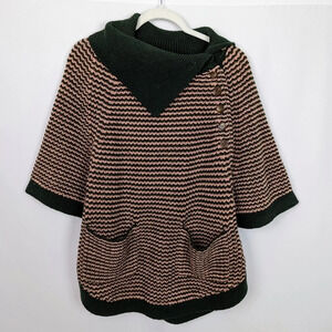 Paul & Joe Sister Anthro. Archer Chunky Stripped Knit Poncho Oversized Sweater 4